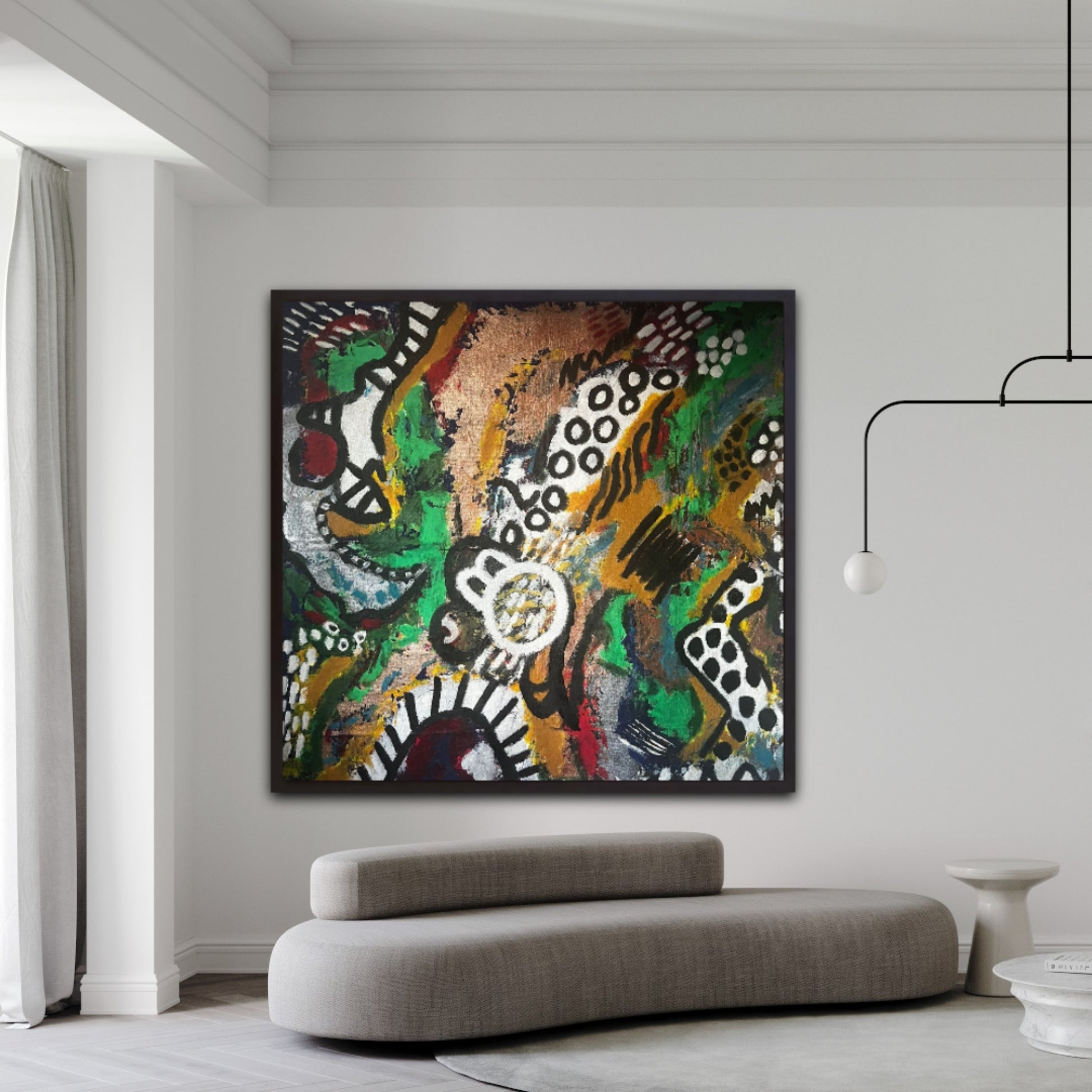 Vibrant Green Abstract Art on Canvas - Large Mixed Media Painting - Luxury Wall Decor - Hand-Painted Modern Art" "Modern Green Gold Artwork - Abstract Oil Painting on Canvas - Large Wall Art - Mixed Media | Nenyasha Cherish Arts