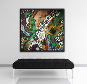 Vibrant Green Abstract Art on Canvas - Large Mixed Media Painting - Luxury Wall Decor - Hand-Painted Modern Art" "Modern Green Gold Artwork - Abstract Oil Painting on Canvas - Large Wall Art - Mixed Media | Nenyasha Cherish Arts