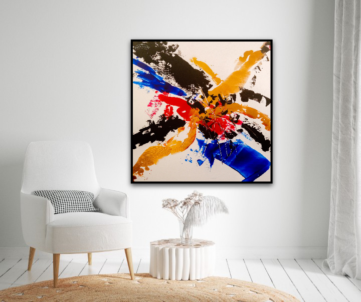 Large Abstract Bright Wall Art | The golden love | 24x24 inches | Nenyasha Cherish Arts