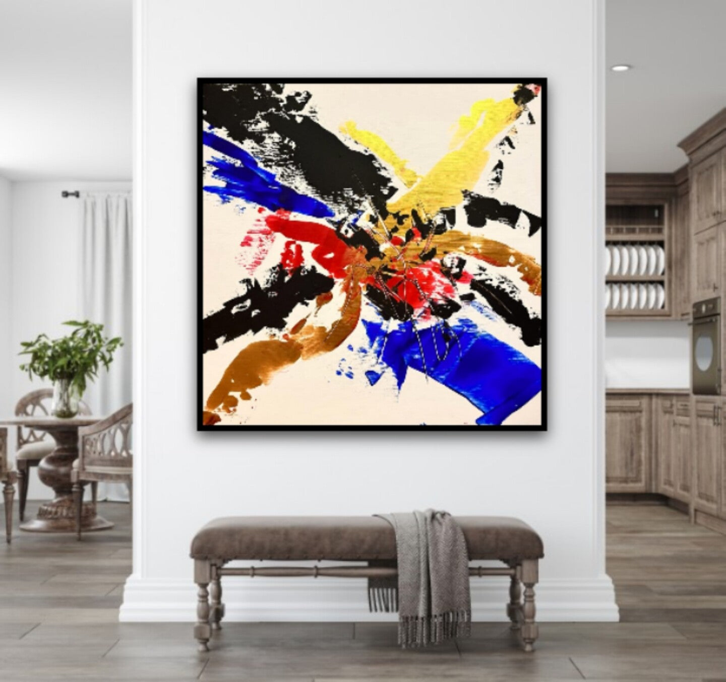 Large Abstract Bright Wall Art | The golden love | 24x24 inches | Nenyasha Cherish Arts