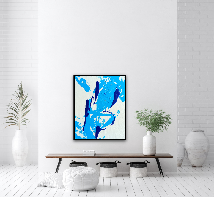 Blue Acrylic canvas Wall Art | Run | 10x8 inches | Nenyasha Cherish Arts