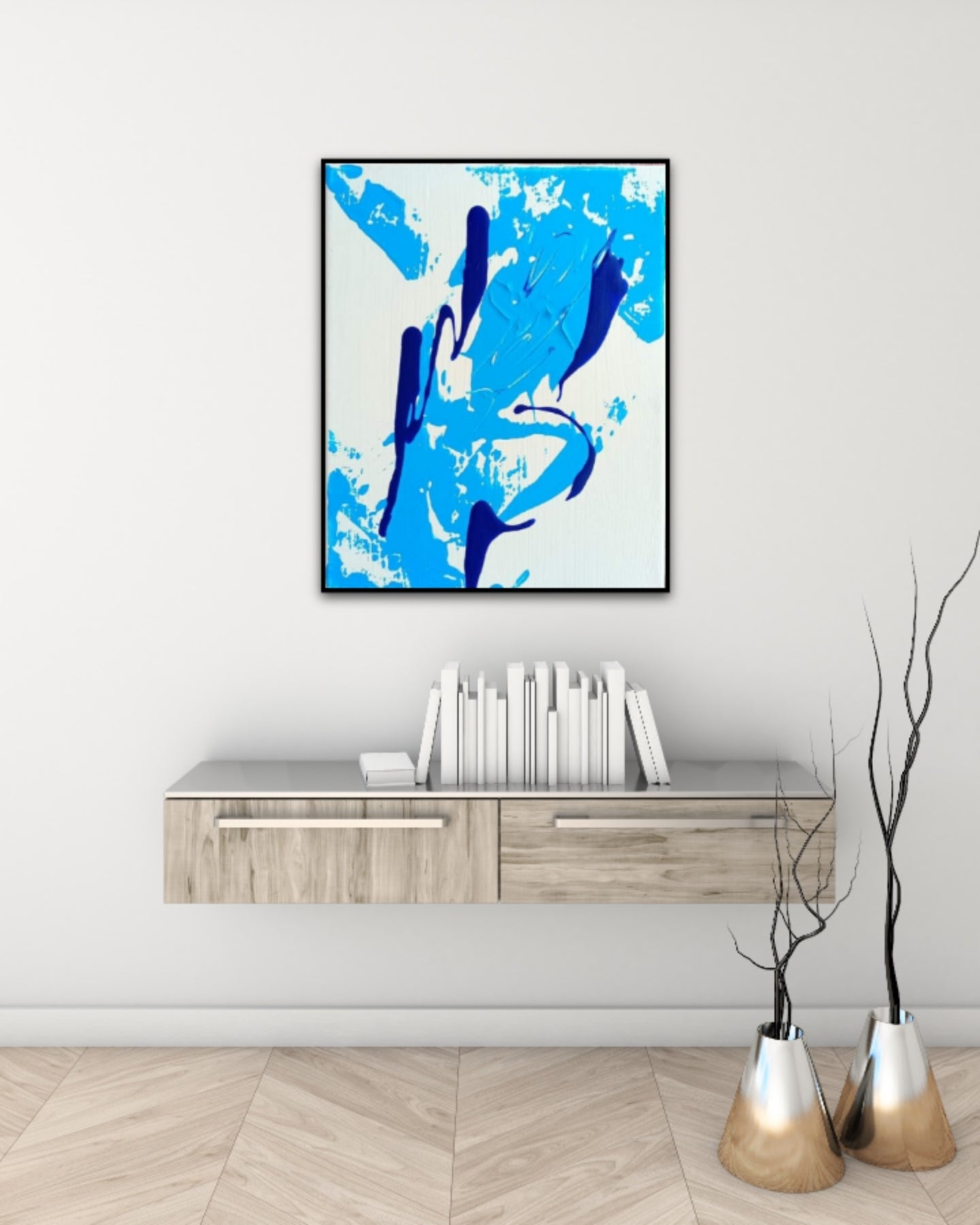 Blue Acrylic canvas Wall Art | Run | 10x8 inches | Nenyasha Cherish Arts