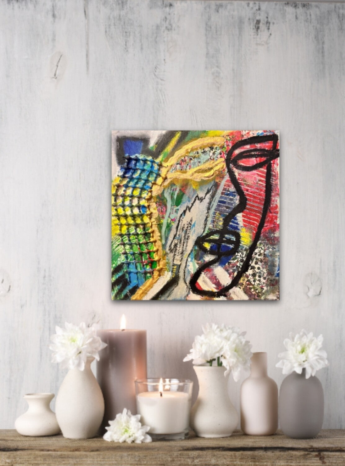Woman Portrait Oil Painting, Colorful Face Portrait, Colorful Portrait Art, Small Wall Art, Abstract Painting, Woman Face Print, Canvas Art, 20 x 20 cm | Nenyasha Cherish Arts