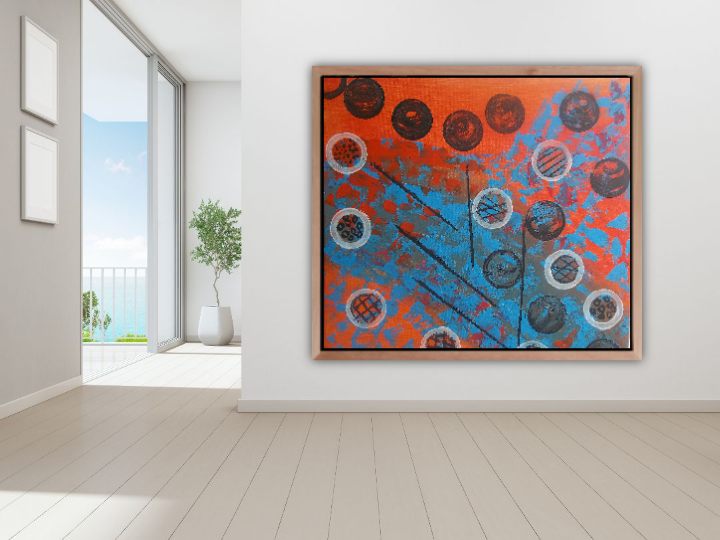 Blue and Orange Contemporary art | Be unique | 24x24" | Nenyasha Cherish Arts