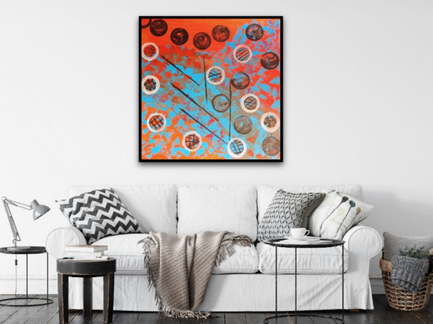 Blue and Orange Contemporary art | Be unique | 24x24" | Nenyasha Cherish Arts