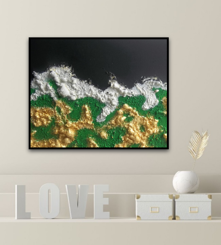 Green and Gold Abstract Textured Wall Art | Nenyasha Cherish Arts