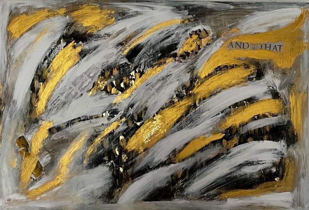 Abstract gold leaf artwork | Turning around for good | 46x31 inches | Nenyasha Cherish Arts