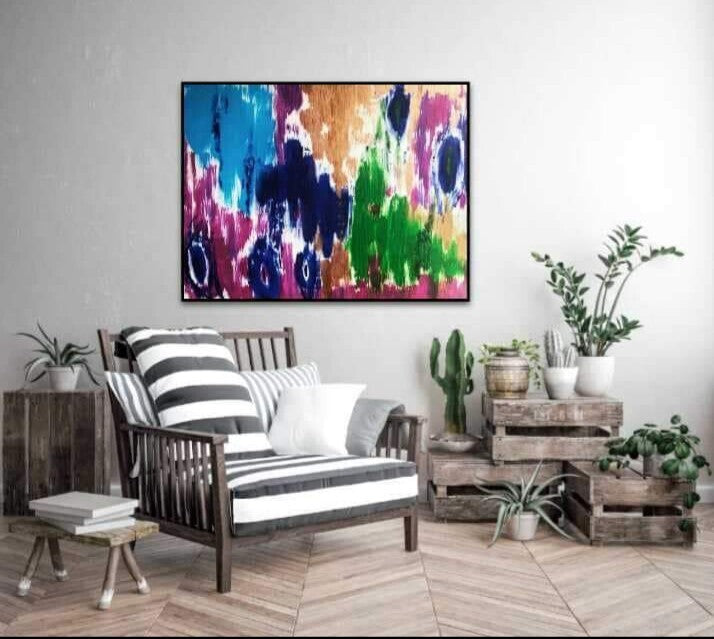 Large Abstract canvas art | The Colour block | 30x22" | Nenyasha Cherish Arts