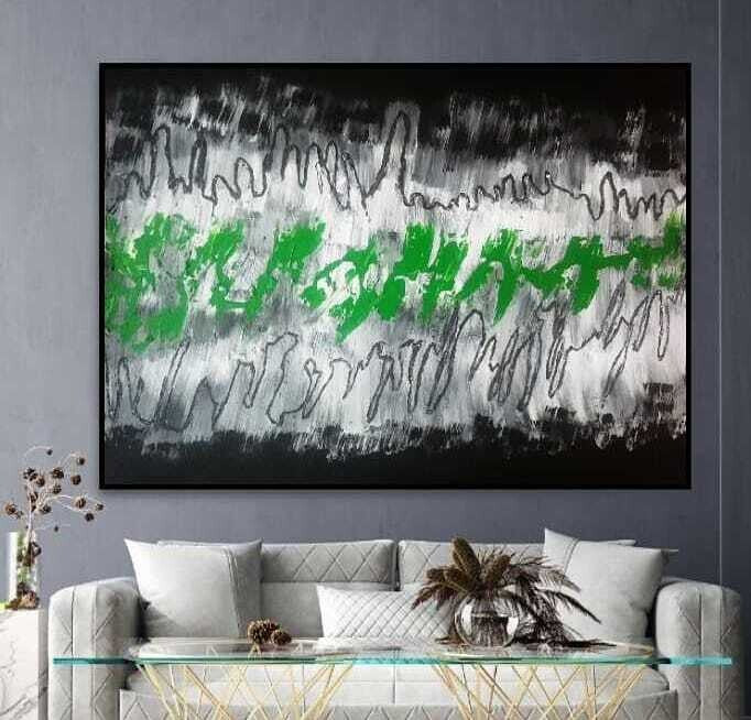 Green Wall art Abstract | Drifted | 30x22" | Nenyasha Cherish Arts