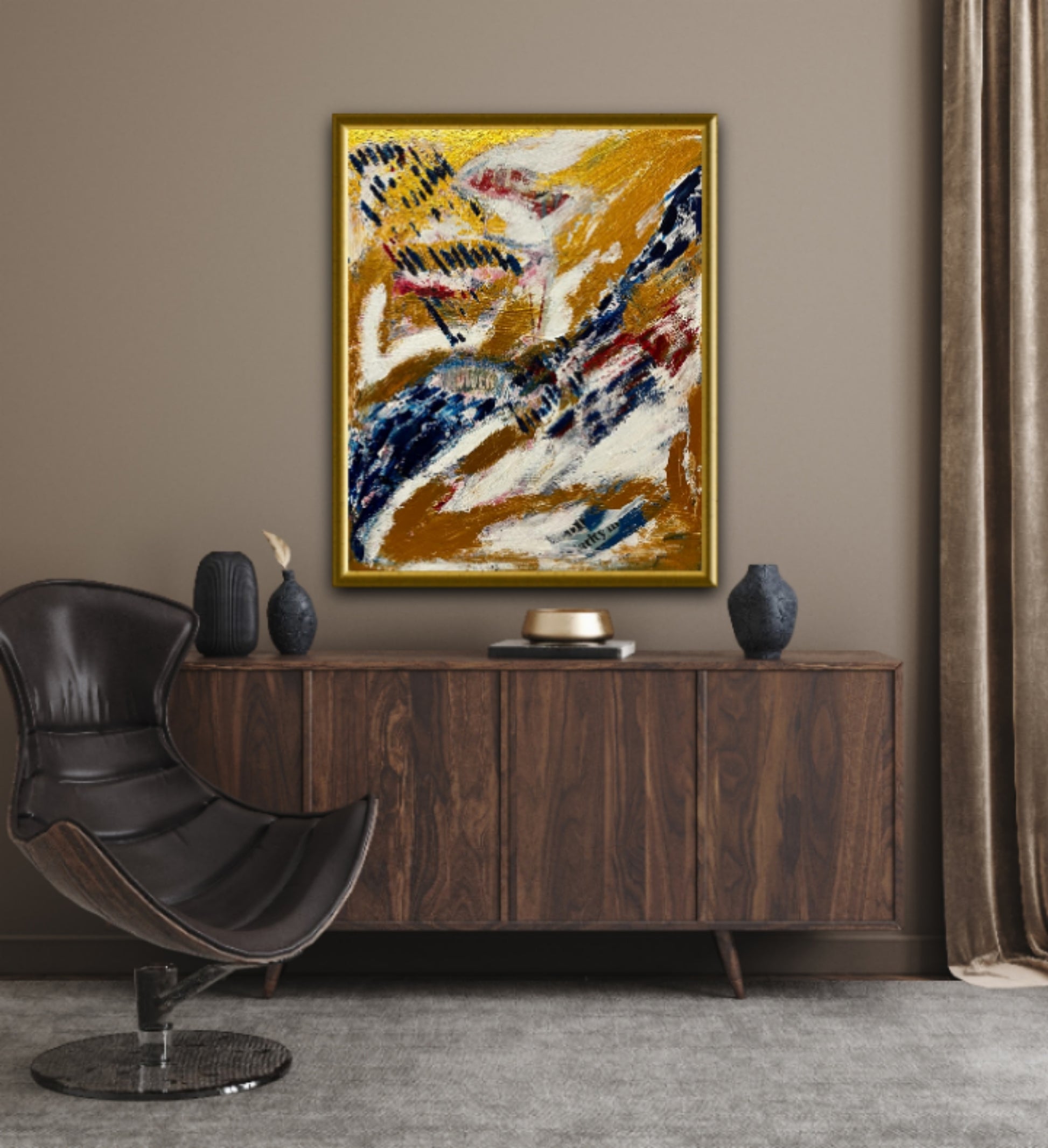 Gold acrylic abstract wall art | The power of love | 20x24" | Nenyasha Cherish Arts