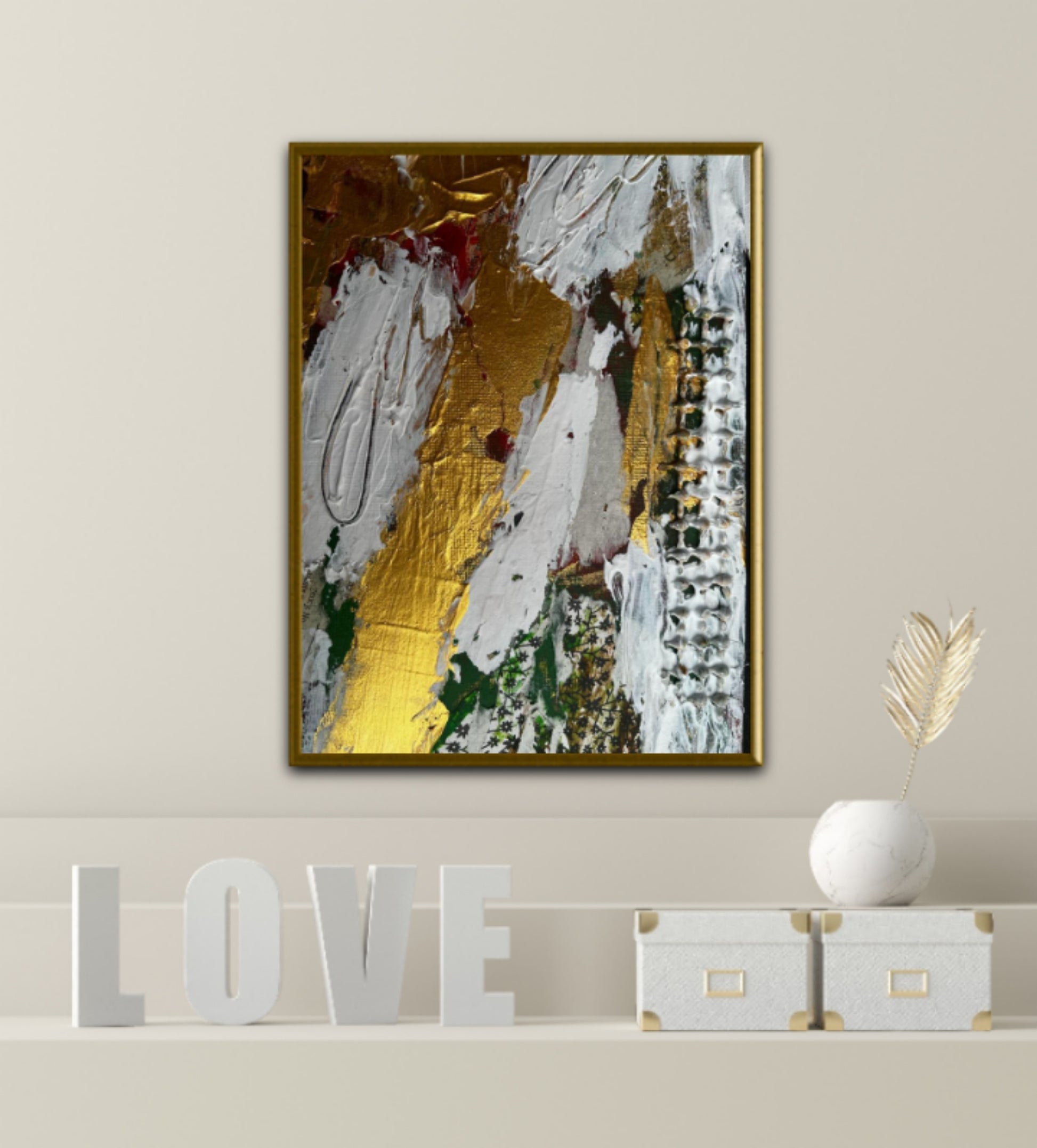 Gold mixed media art | Gold contemporary Art | 12 x 8 inches | Nenyasha Cherish Arts