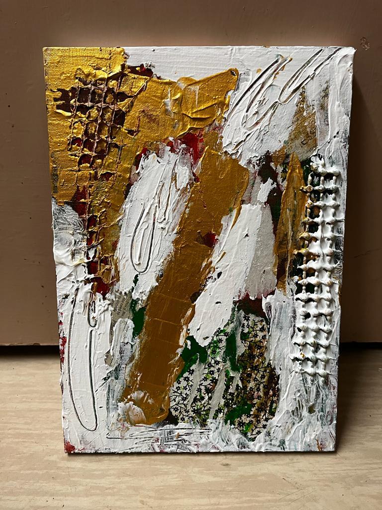 Gold mixed media art | Gold contemporary Art | 12 x 8 inches | Nenyasha Cherish Arts