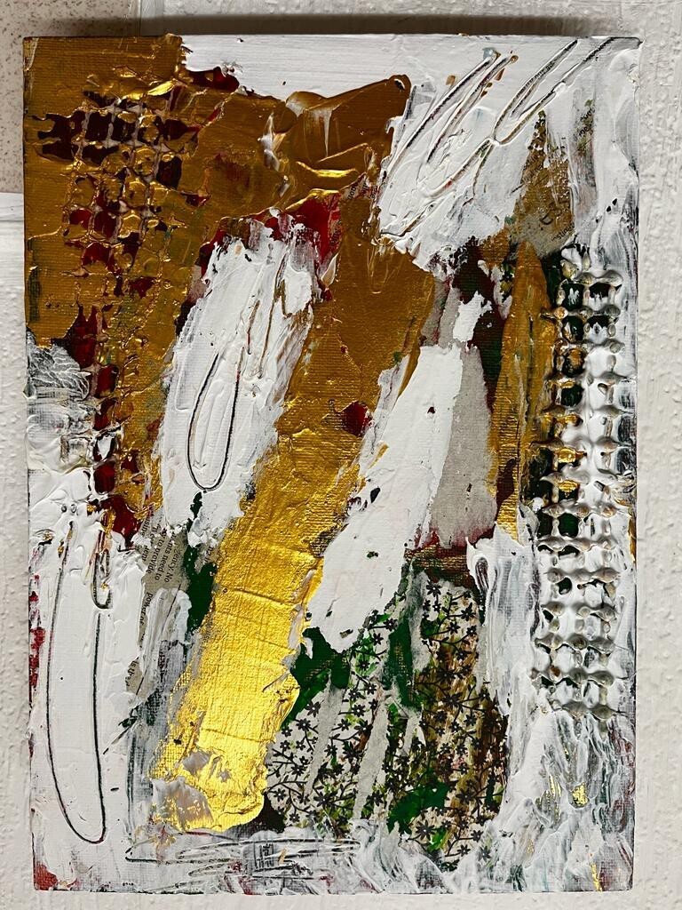 Gold mixed media art | Gold contemporary Art | 12 x 8 inches | Nenyasha Cherish Arts