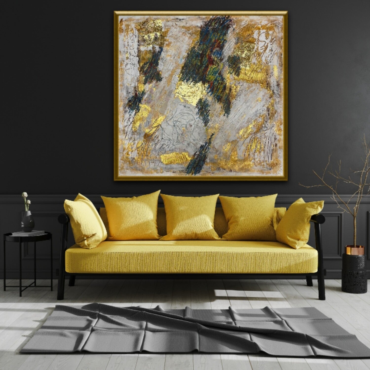 Gold leaf painting | Modern home decor | 21 x 20 inches | Nenyasha Cherish Arts