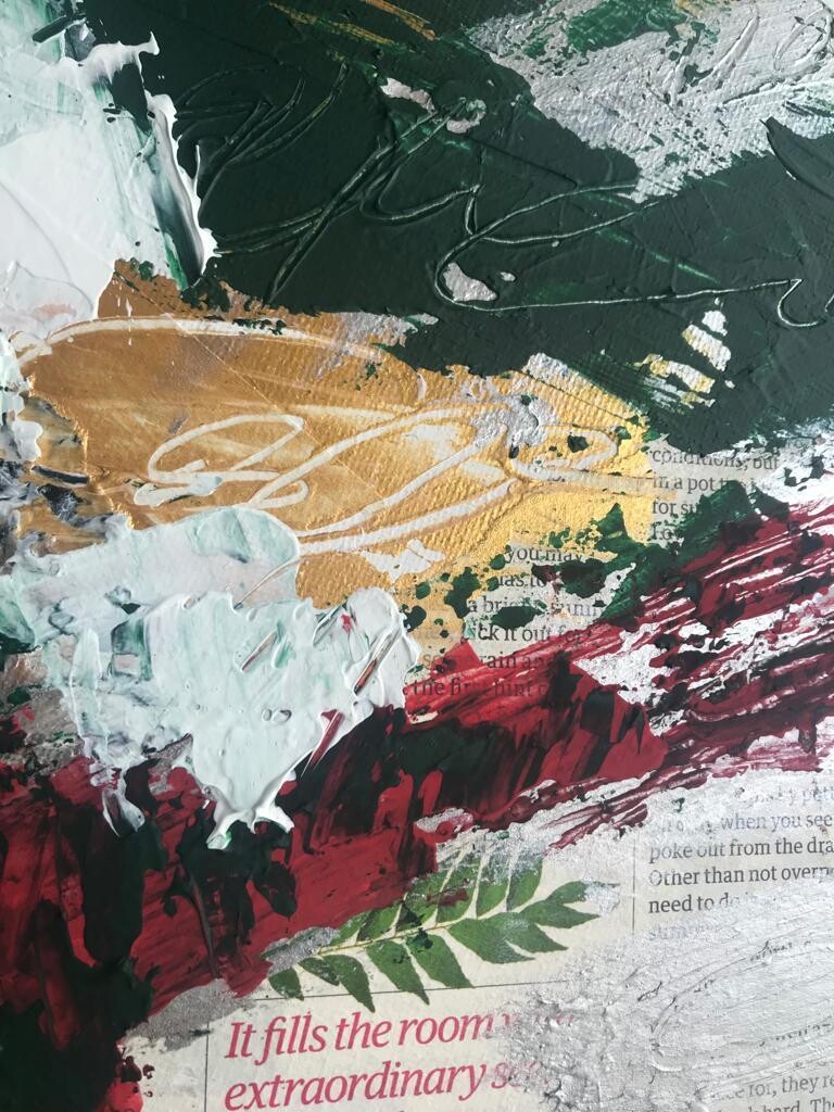 Green abstract mixed media artwork | 16 x 20" | Nenyasha Cherish Arts