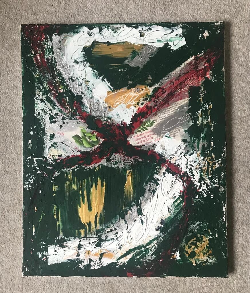 Green abstract mixed media artwork | 16 x 20" | Nenyasha Cherish Arts