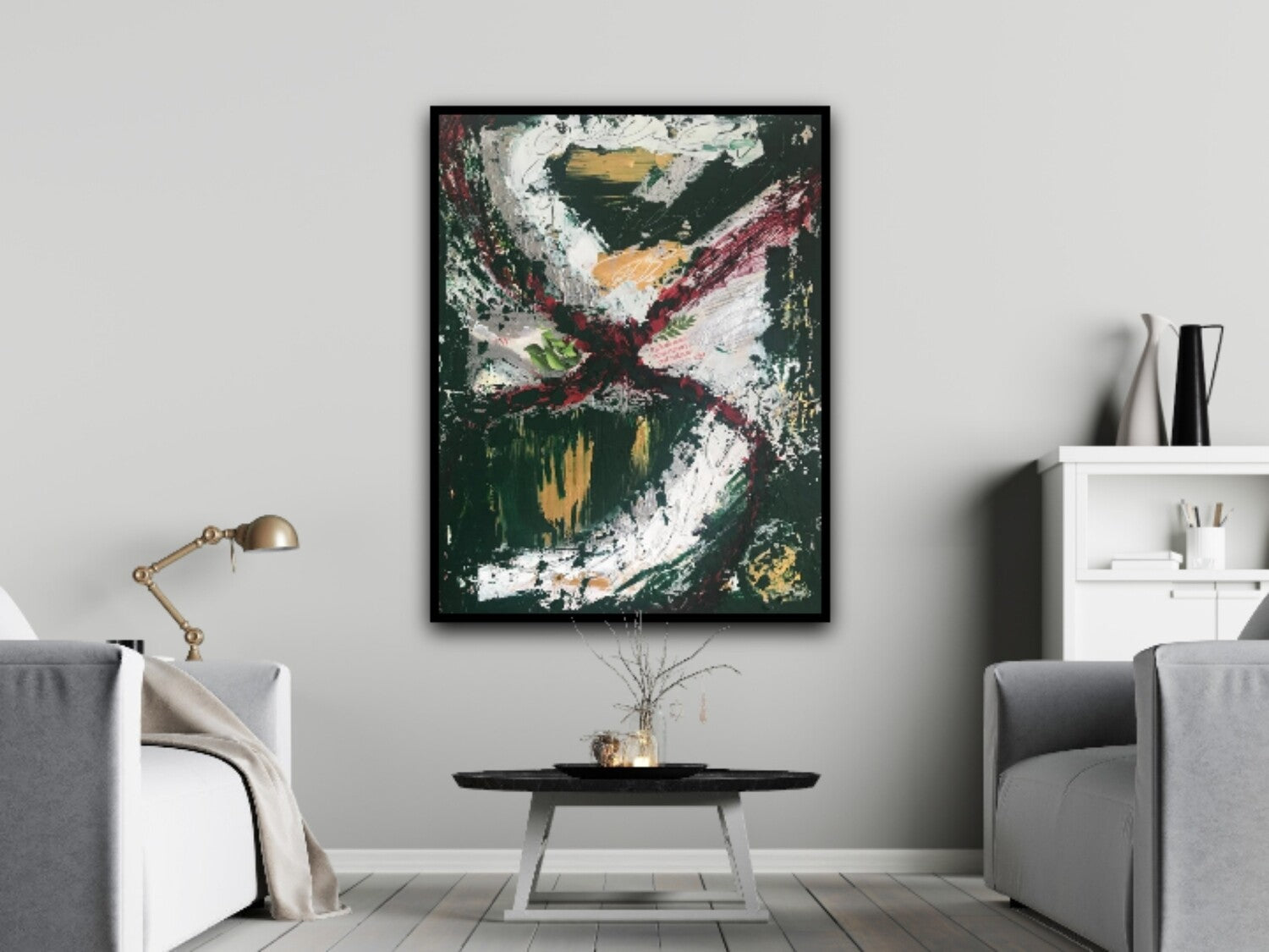 Green abstract mixed media artwork | 16 x 20" | Nenyasha Cherish Arts