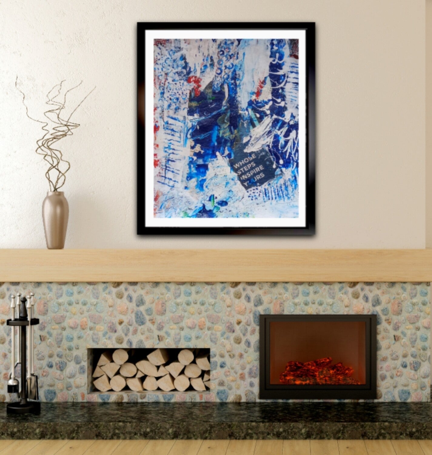 Blue mixed media wall decor | Abstract wall painting | 10 x 12 inches | Nenyasha Cherish Arts