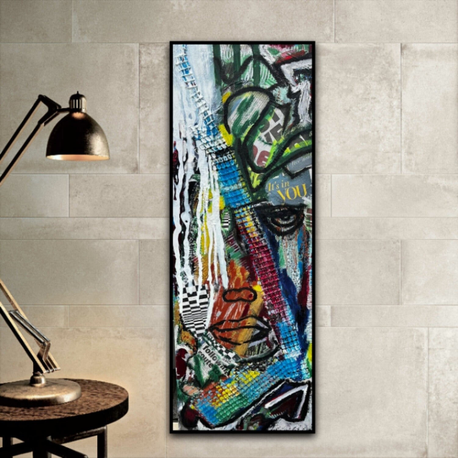 Original Abstract painting, Acrylic on canvas, Picasso Style, Modern Art, Cubism | 32 x12 inches | Nenyasha Cherish Arts