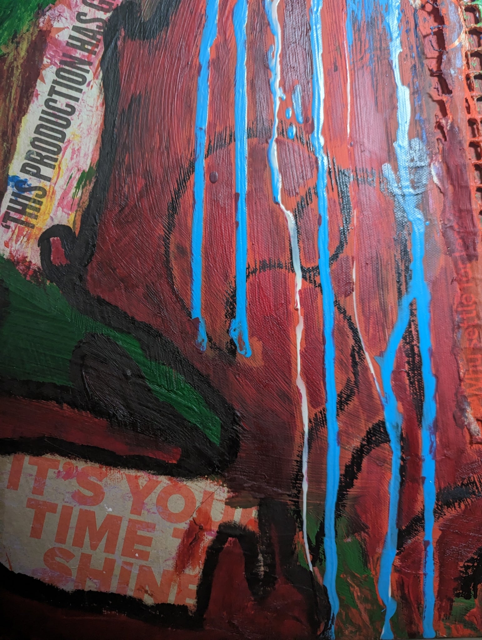 Large Abstract painting/ Warm pop colours / Colourful Pop Art painting / Colourful Abstract painting / Blue, Green, Red, and Yellow, 40 x56 inches | Nenyasha Cherish Arts