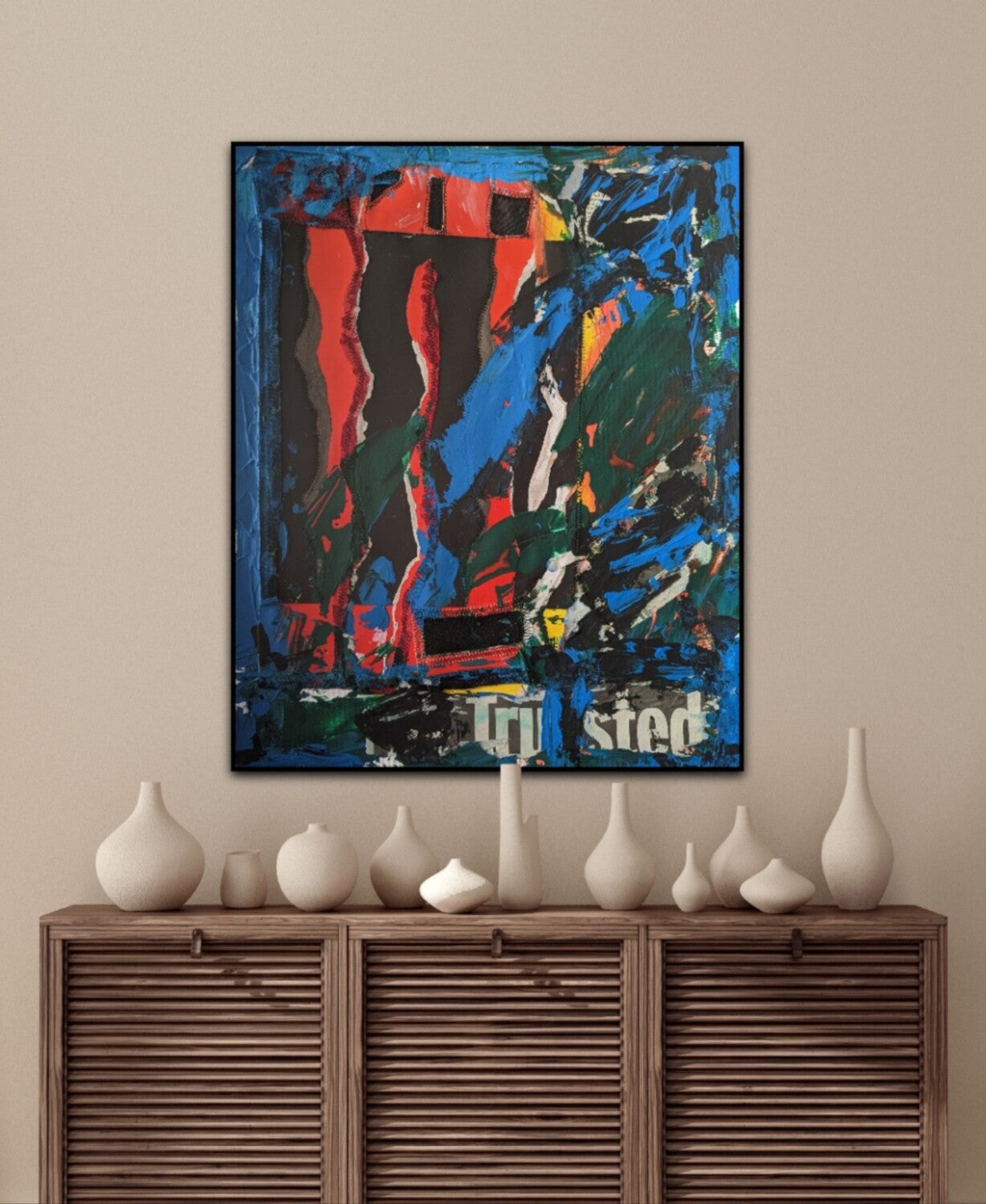 Mixed media art | Blue framed mixed media art | Nenyasha Cherish Arts