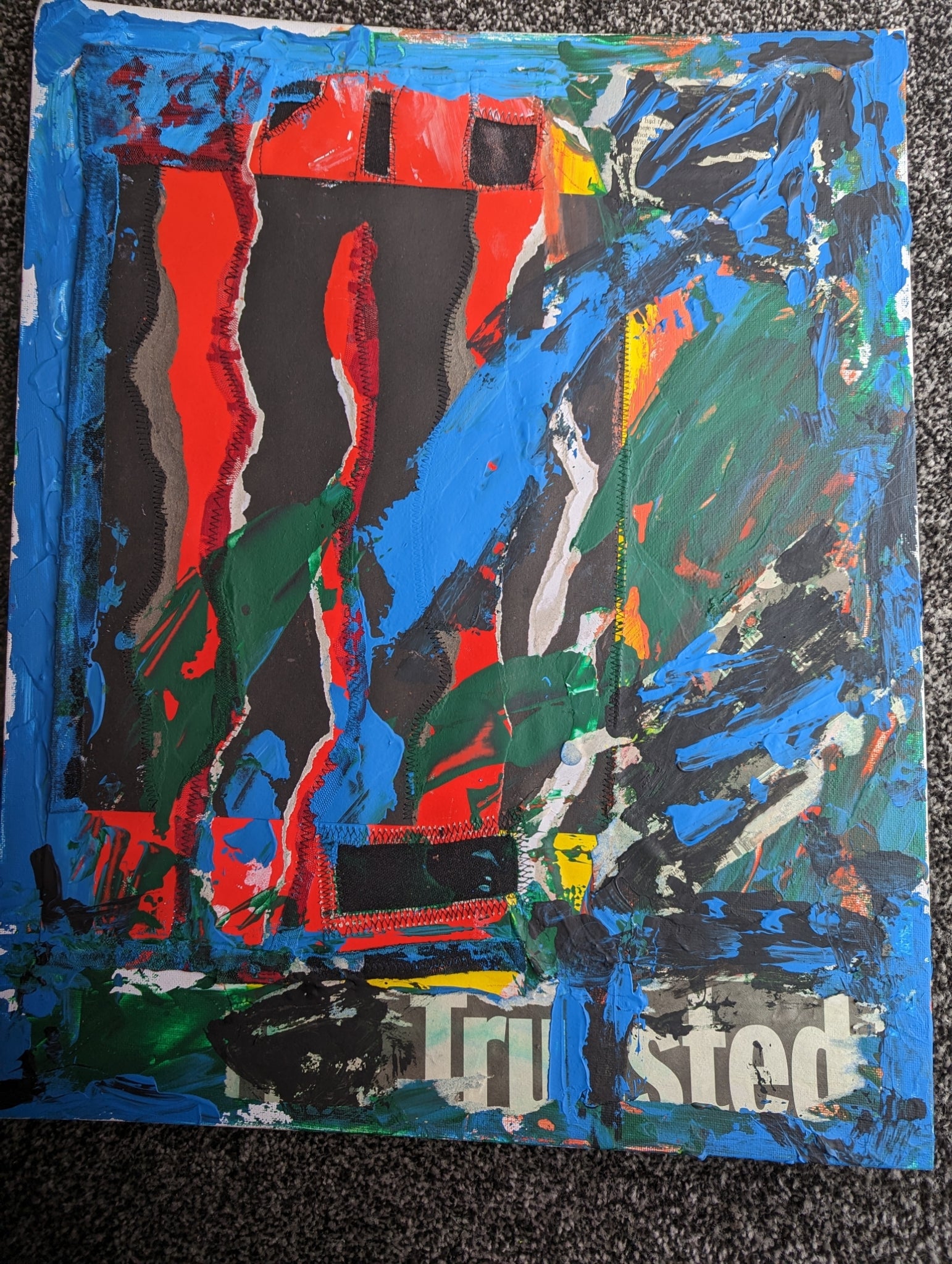 Mixed media art | Blue framed mixed media art | Nenyasha Cherish Arts