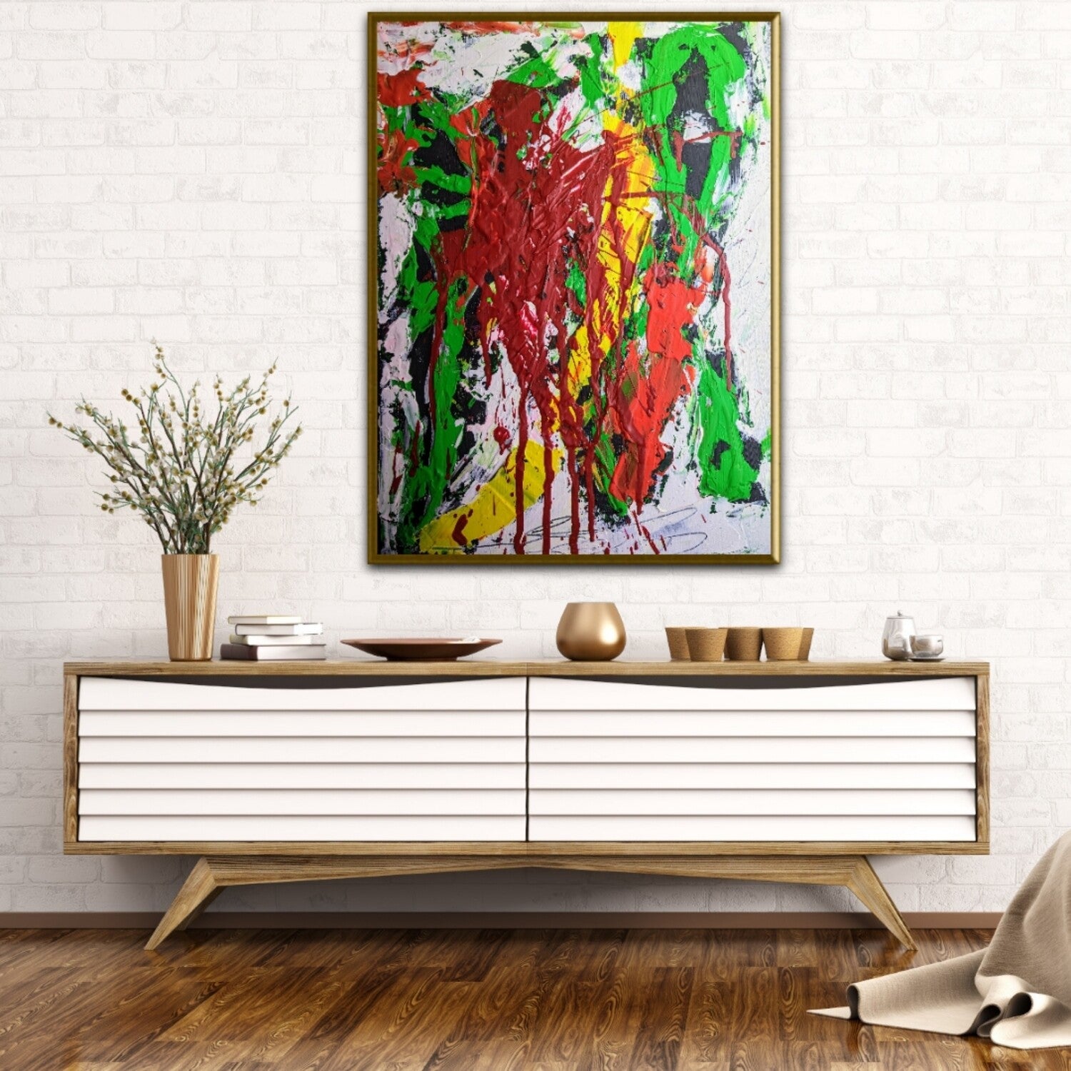 Green and Red acrylic Canvas Art | 16x12" | Nenyasha Cherish Arts