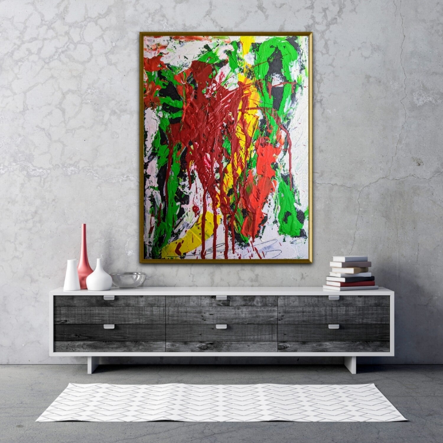 Green and Red acrylic Canvas Art | 16x12" | Nenyasha Cherish Arts