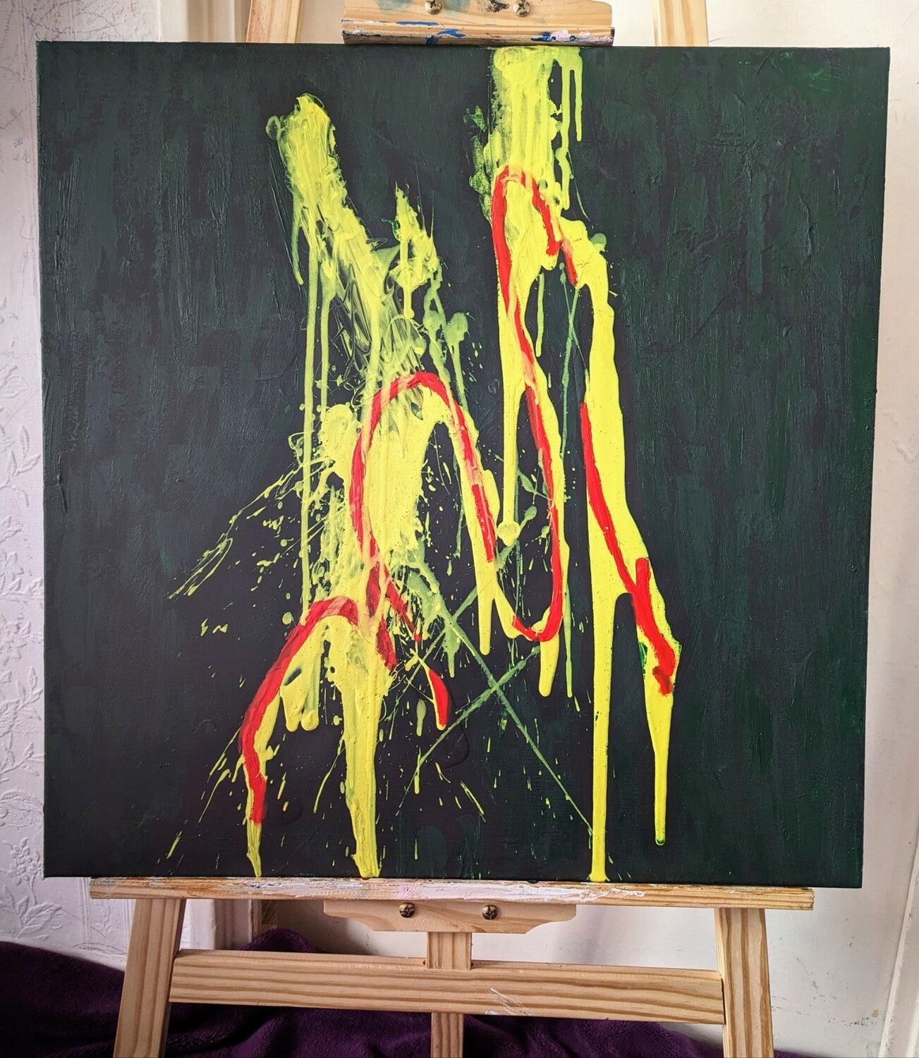 Large Yellow Original art | Abstract art on canvas| 24x24" | Nenyasha Cherish Arts