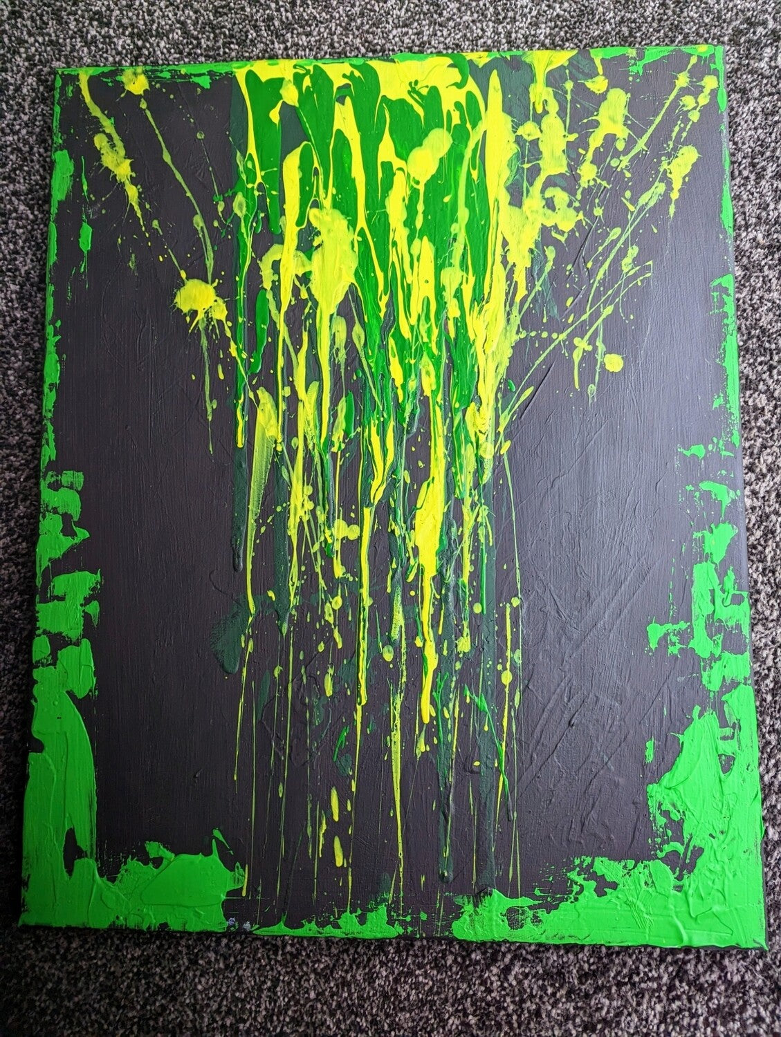 Green and black abstract art | Miracle escape | 16 x20" | Nenyasha Cherish Arts