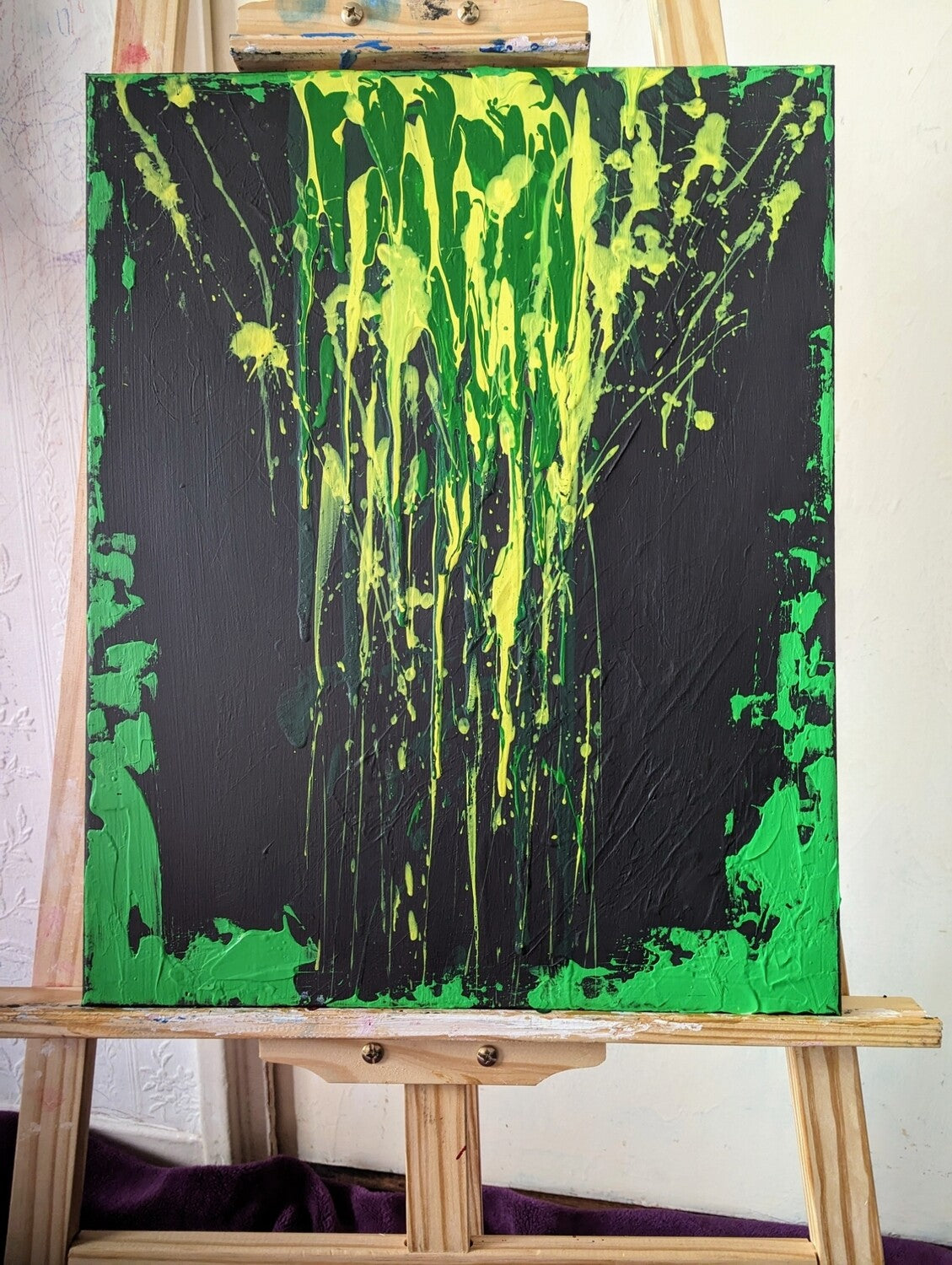 Green and black abstract art | Miracle escape | 16 x20" | Nenyasha Cherish Arts