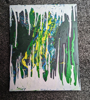 Vibrant Abstract Acrylic Painting on Canvas - Modern Home Wall Decor" "Large Colorful Contemporary Art - Handpainted Wall Hanging" "Unique Dripping Paint Artwork - Blue Yellow Green Black Decor" | Nenyasha Cherish Arts