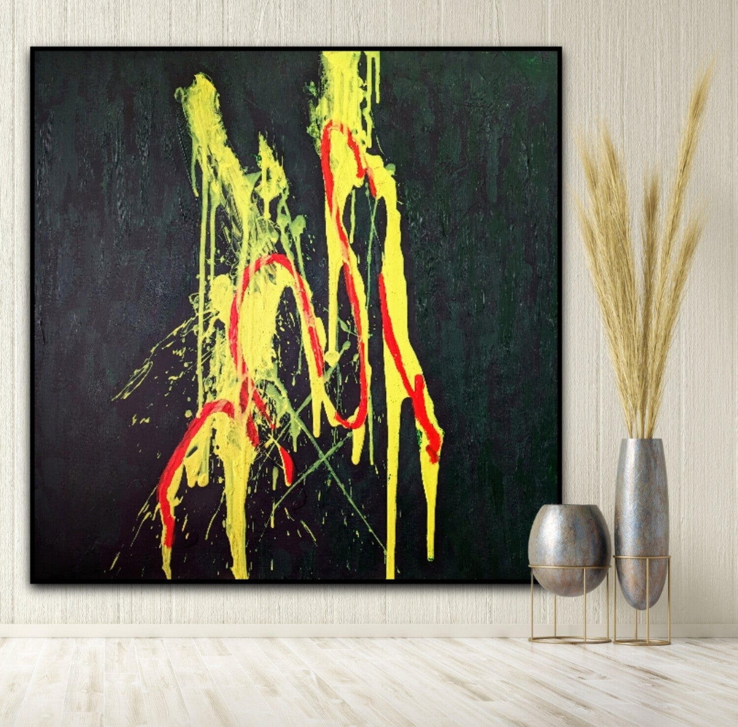 Large Yellow Original art | Abstract art on canvas| 24x24" | Nenyasha Cherish Arts