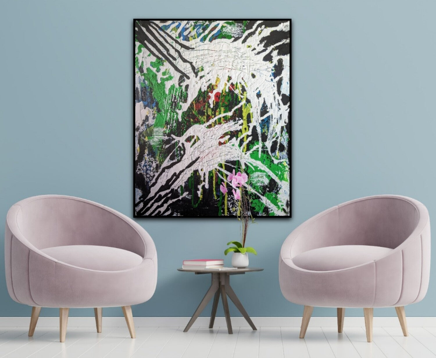 Green Abstract wall art on canvas | Contemporary minimal art | 16x20" | Nenyasha Cherish Arts