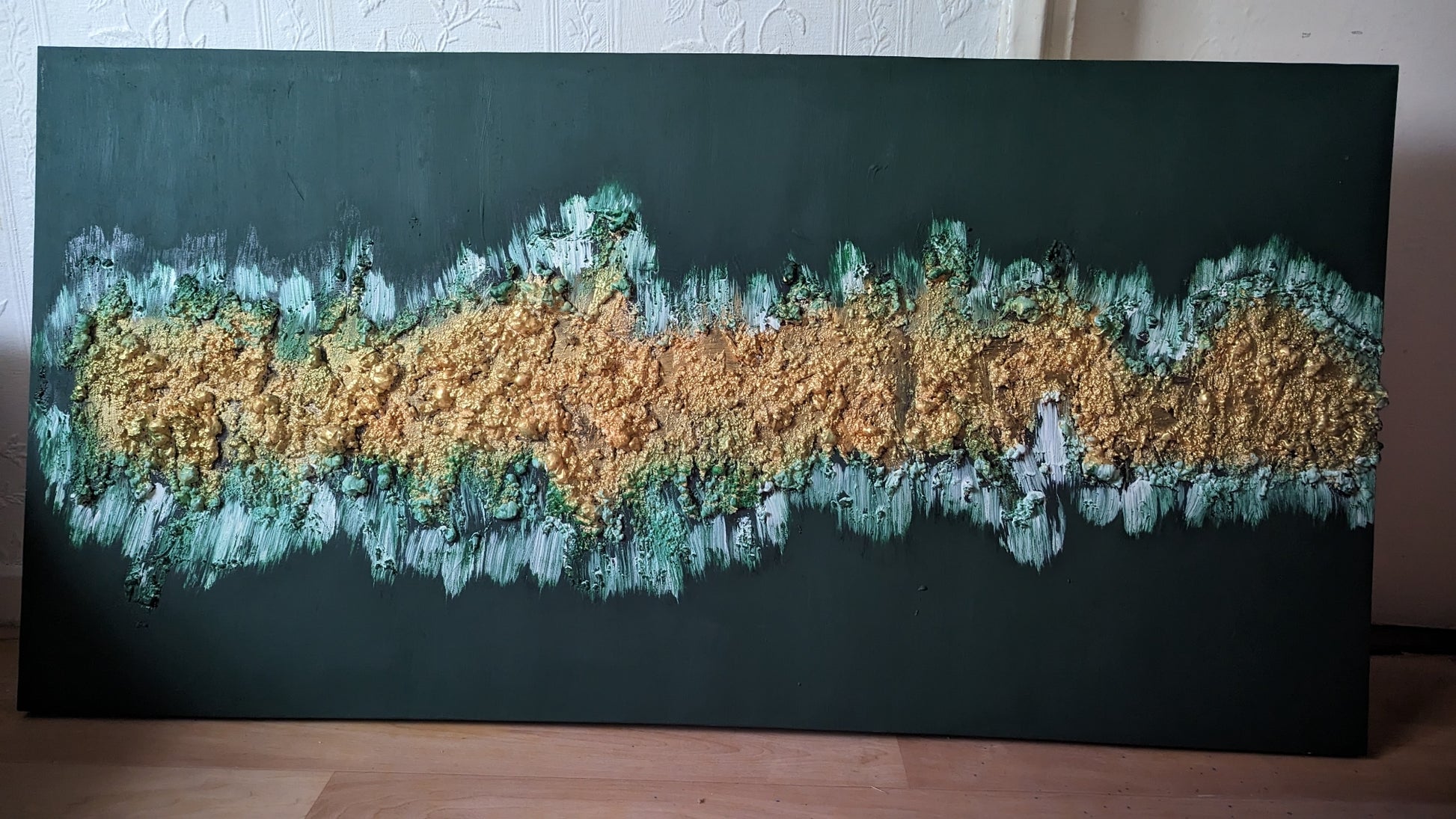 Emerald Green mixed media art | 47 X 24 inches | Nenyasha Cherish Arts