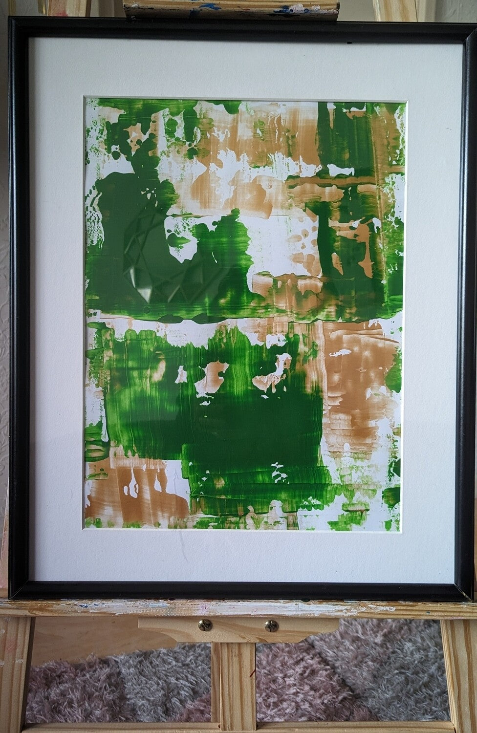 Green framed abstract art on card | Nenyasha Cherish Arts