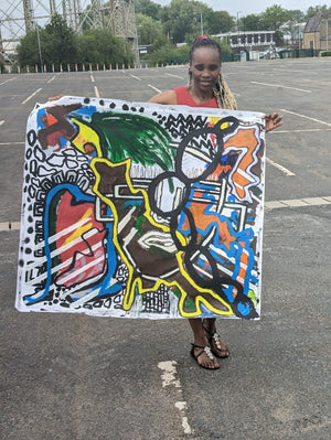 Original Abstract painting, Acrylic on canvas, Picasso Style, Modern Art, Cubism | 47 x 43 inches | Nenyasha Cherish Arts