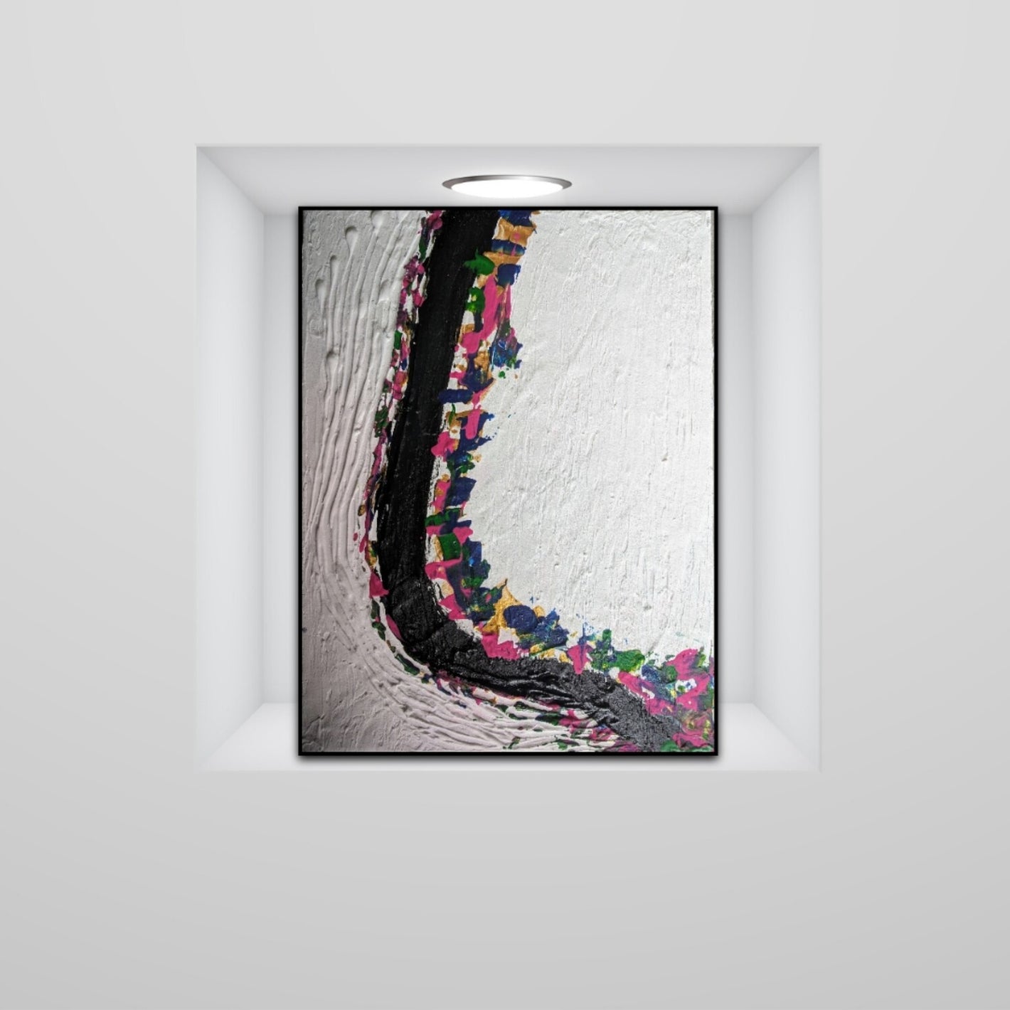 Pink and white Abstract Art pink and white canvas art black abstract art black textured art white wall art white frame wall art 16 x 12 inches | Nenyasha Cherish Arts