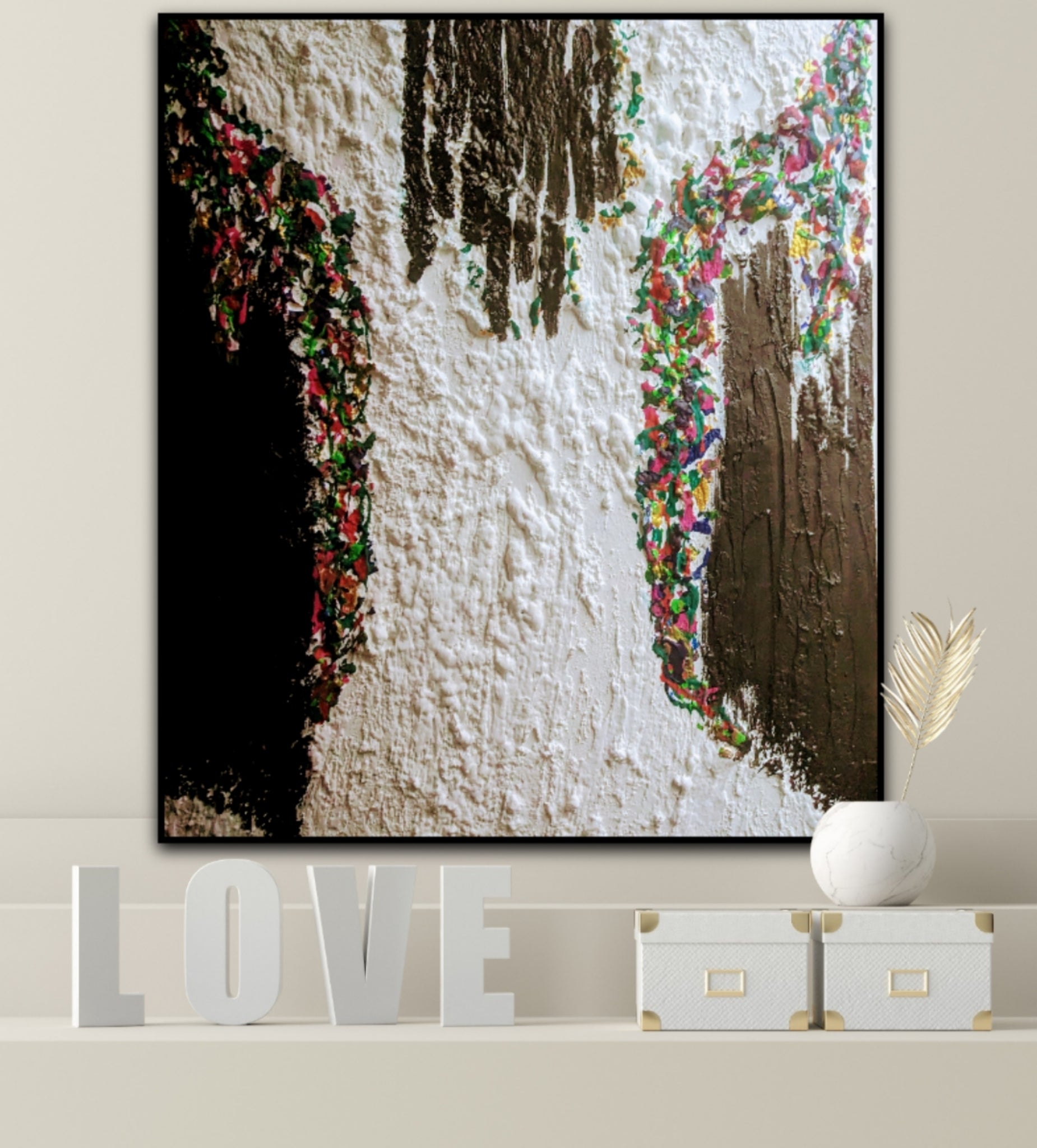 Floral painting-Floral canvas art-Lounge decor-Pink canvas wall art-Hallway decor-Affordable abstract-Living room art-Canvas art pink-White 20 x 24 inches | Nenyasha Cherish Arts