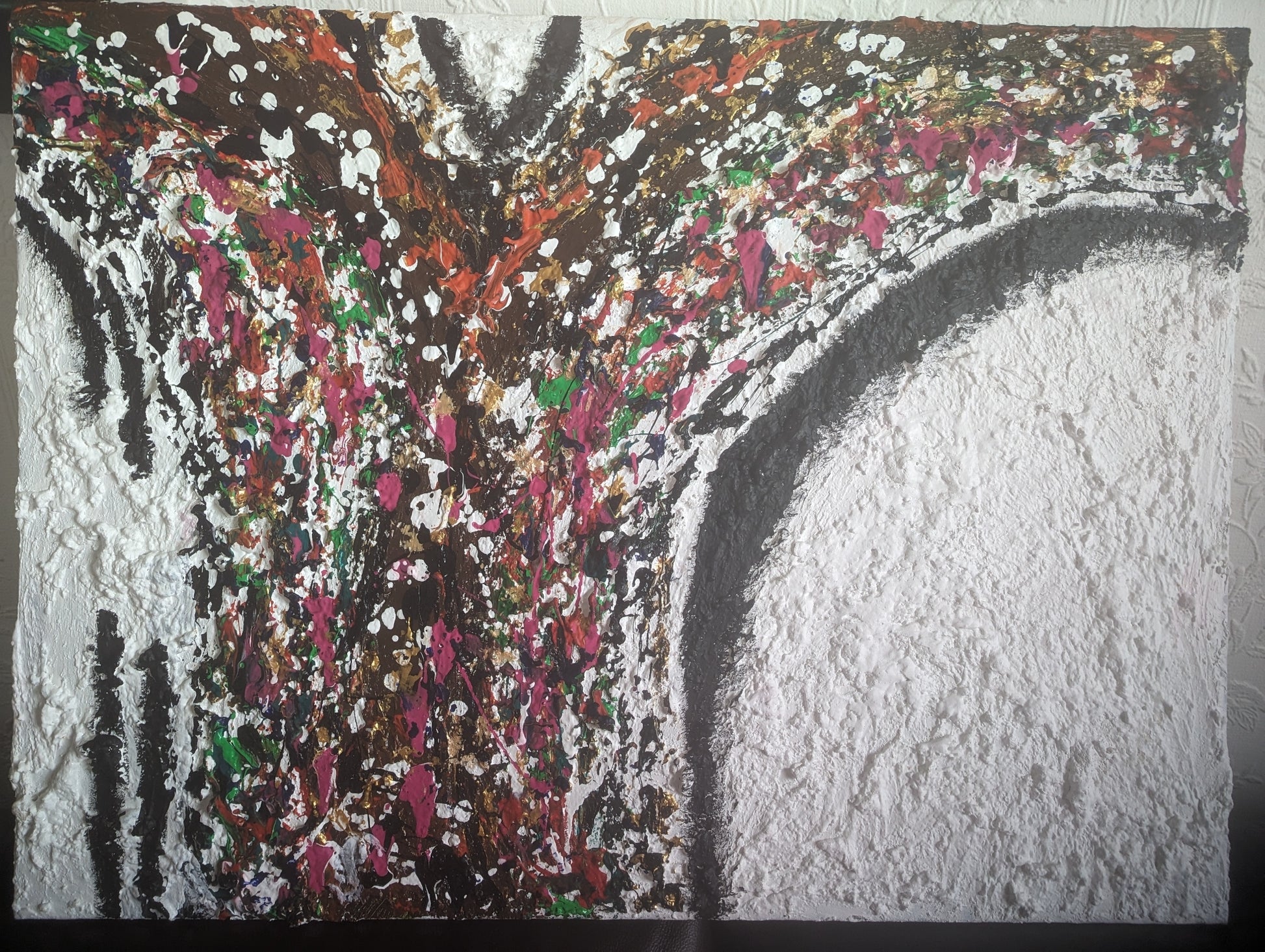 Large mixed media canvas art | white textured art | 30 x 22 inches | Nenyasha Cherish Arts