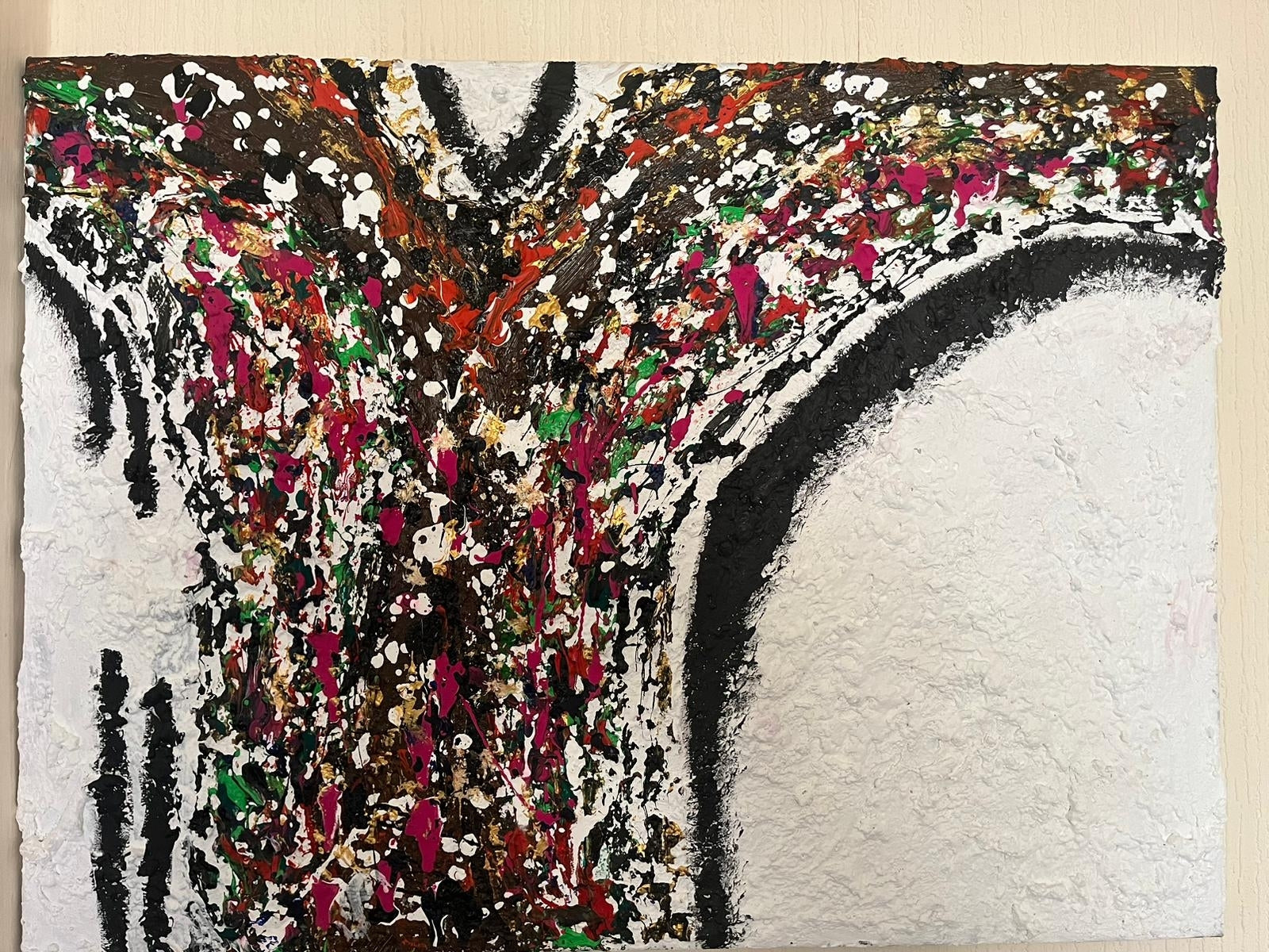 Large mixed media canvas art | white textured art | 30 x 22 inches | Nenyasha Cherish Arts