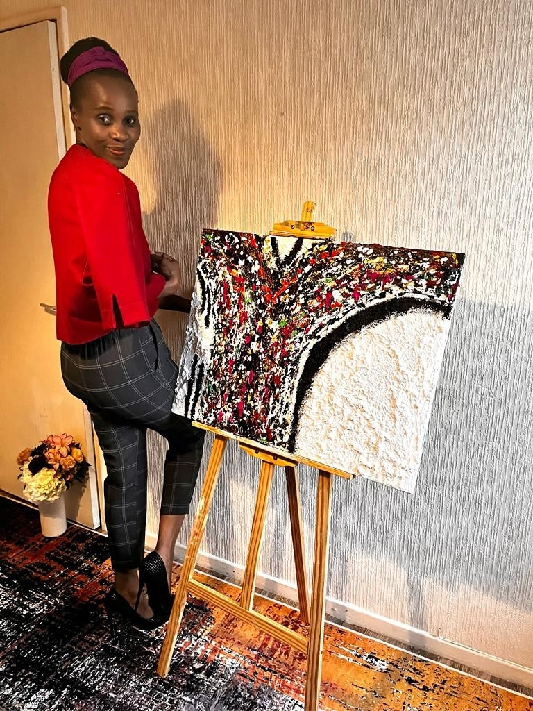 Large mixed media canvas art | white textured art | 30 x 22 inches | Nenyasha Cherish Arts