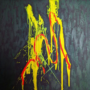 Large Yellow Original art | Abstract art on canvas| 24x24" | Nenyasha Cherish Arts