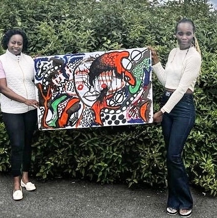Extra Large ORIGINAL Contemporary Abstract Painting Acrylic on Canvas, Modern Handmade for Living Room Decor Portrait Woman face | 47 x 29 inches | Nenyasha Cherish Arts