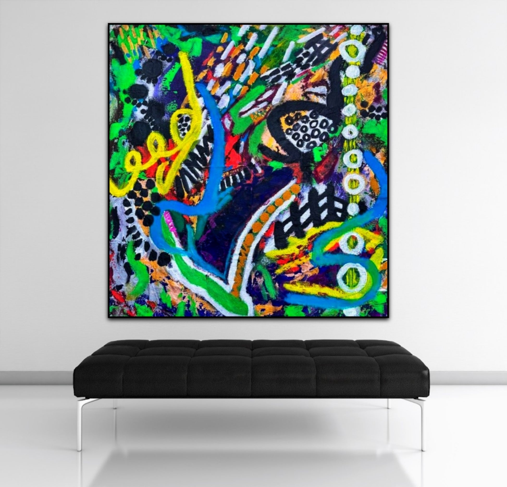 Vibrant Green Abstract Art on Canvas - Large Mixed Media Painting - Luxury Wall Decor - Hand-Painted Modern Art" "Modern Green Artwork - Abstract Oil Painting on Canvas - Large Wall Art - Mixed Media | Nenyasha Cherish Arts
