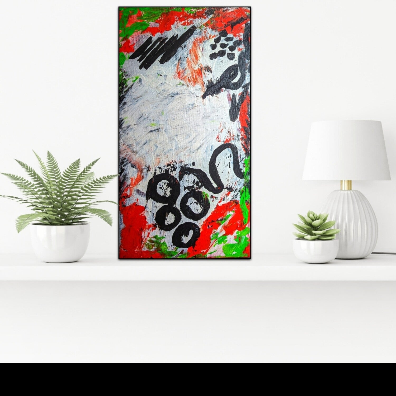 Red and black abstract painting 20 x 10" | Nenyasha Cherish Arts