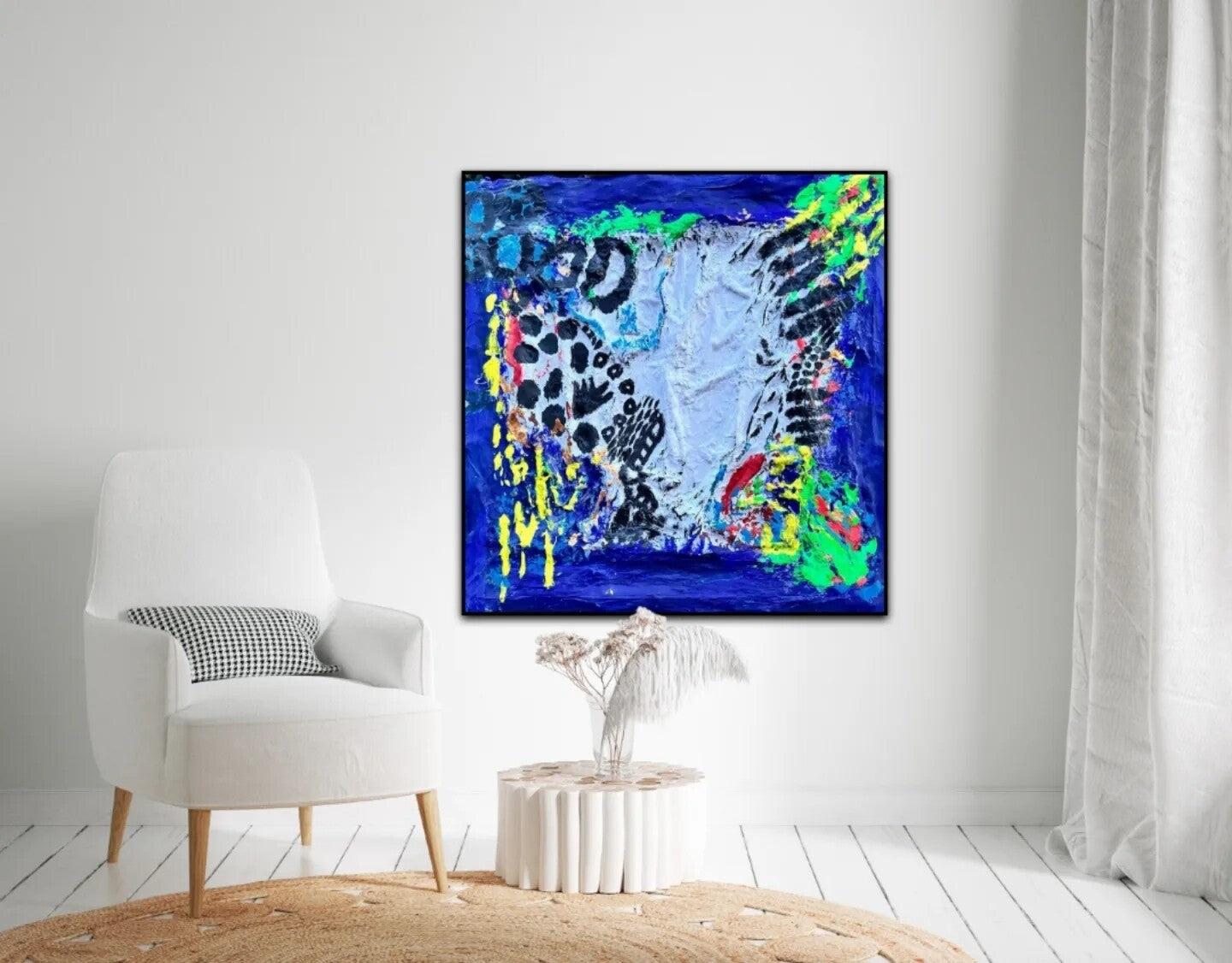 "Nature-Inspired Mixed Media Canvas in Green and Blue - Vibrant Textured Artwork" "Serene Green and Blue Mixed Media Canvas - Organic Nature-Inspired Art" "Textured Acrylic and Oil Art - Vibrant blue | Nenyasha Cherish Arts