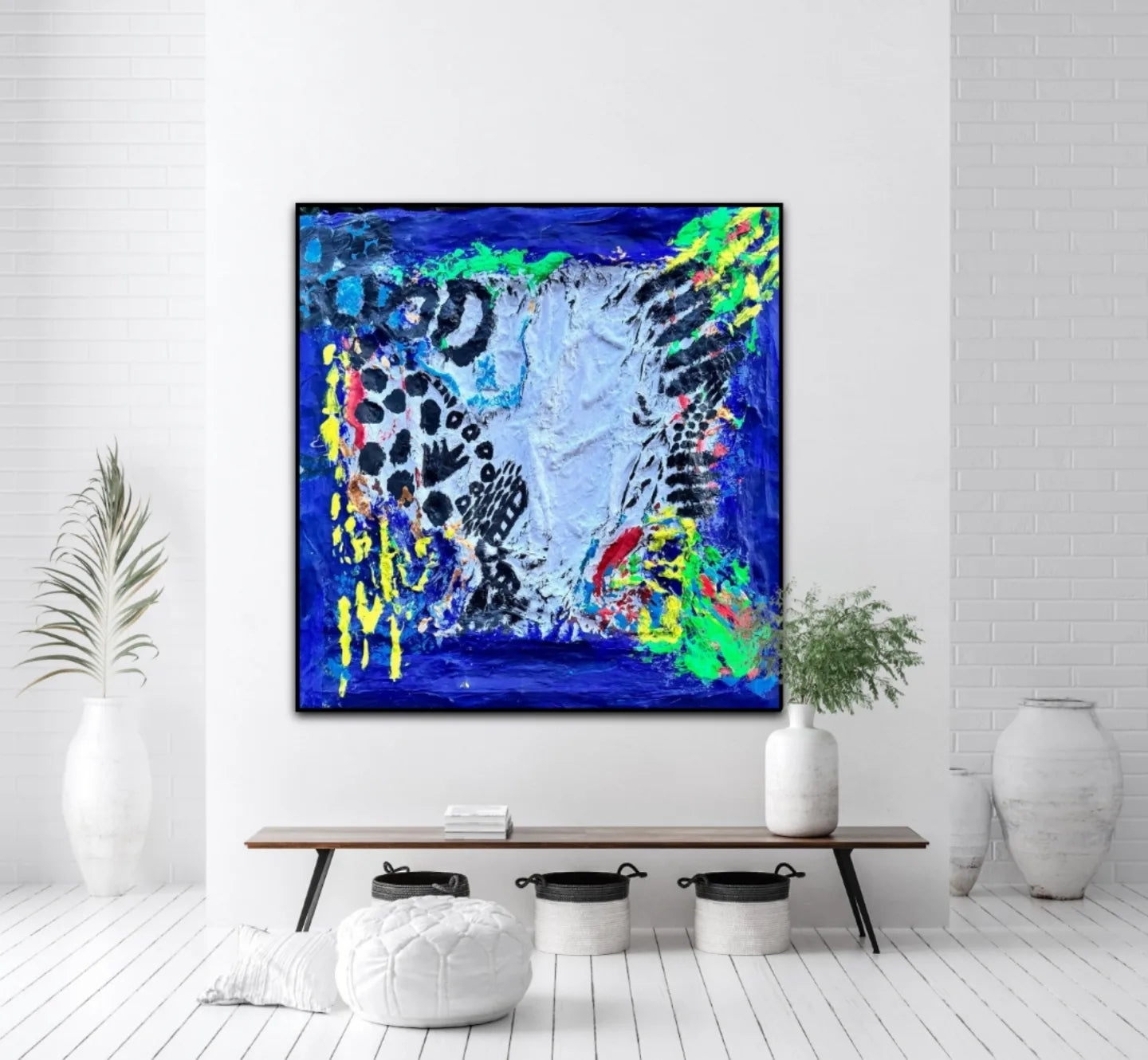 "Nature-Inspired Mixed Media Canvas in Green and Blue - Vibrant Textured Artwork" "Serene Green and Blue Mixed Media Canvas - Organic Nature-Inspired Art" "Textured Acrylic and Oil Art - Vibrant blue | Nenyasha Cherish Arts