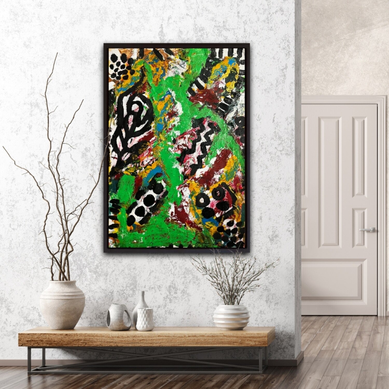 Red and green mixed media art | 16 x 20 | Nenyasha Cherish Arts