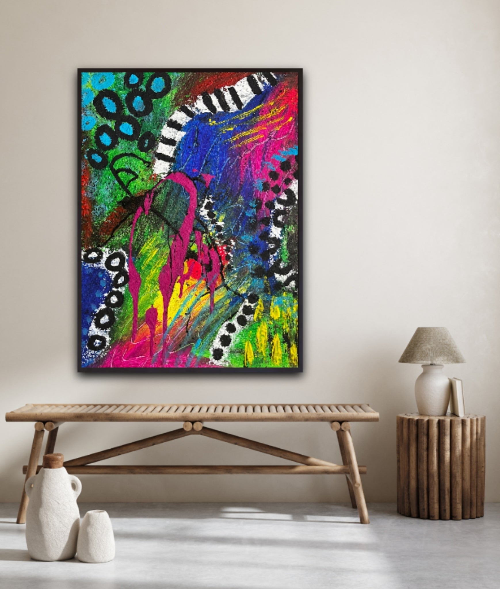 Pink and blue abstract art on card | 16 x 20inches on | Nenyasha Cherish Arts